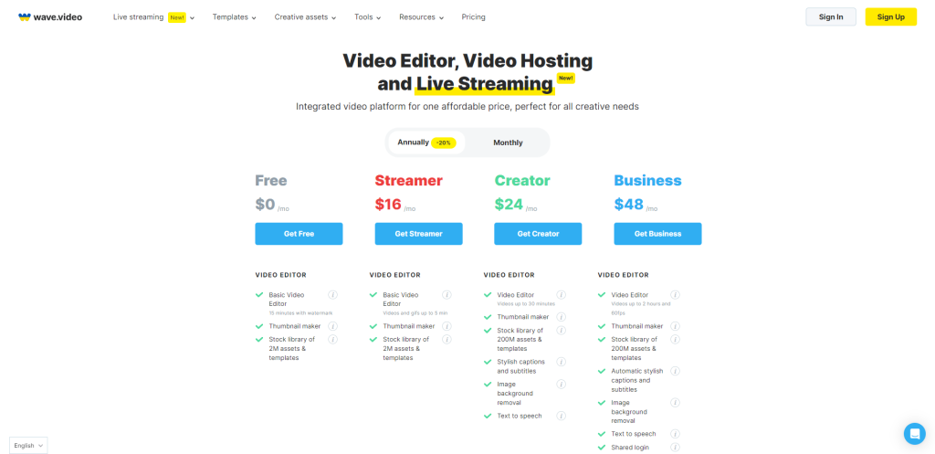 Wave video-Pricing
