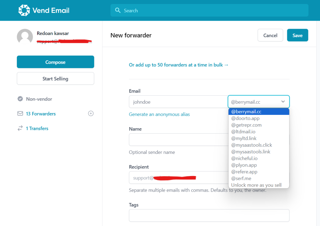 Vend-Email-Forwarders-Feature