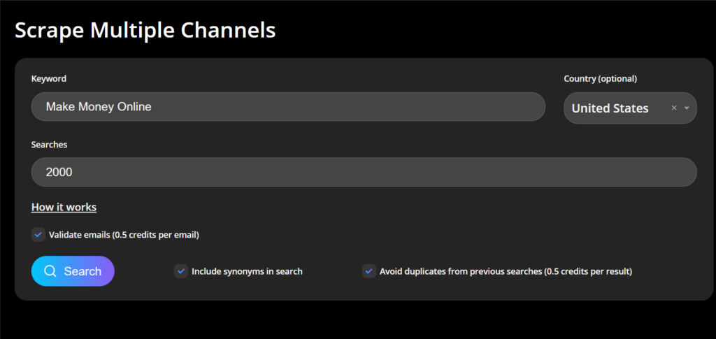 Scrape Multiple Channels