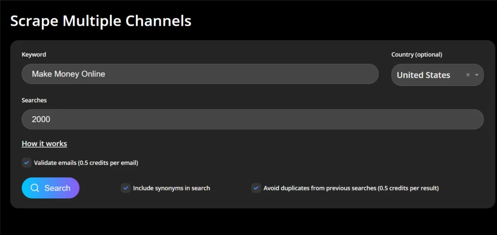 Scrape Multiple Channels