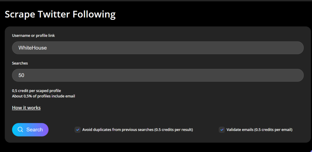 Scrape Twitter Following