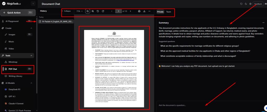 PDF Chat and Mind Maps